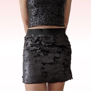 MANGO Black Sequin Mini Skirt (Sz M)